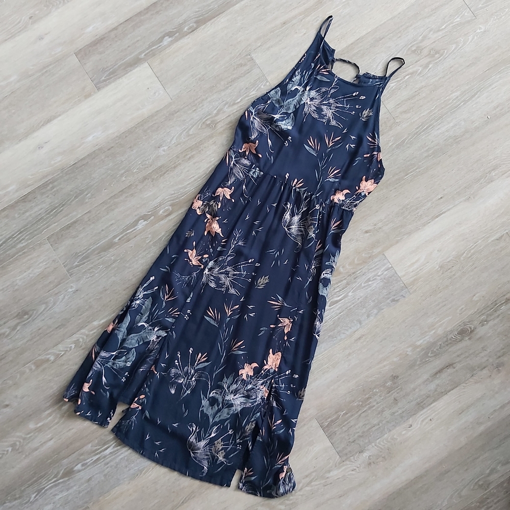 Blue floral Roxy midi dress